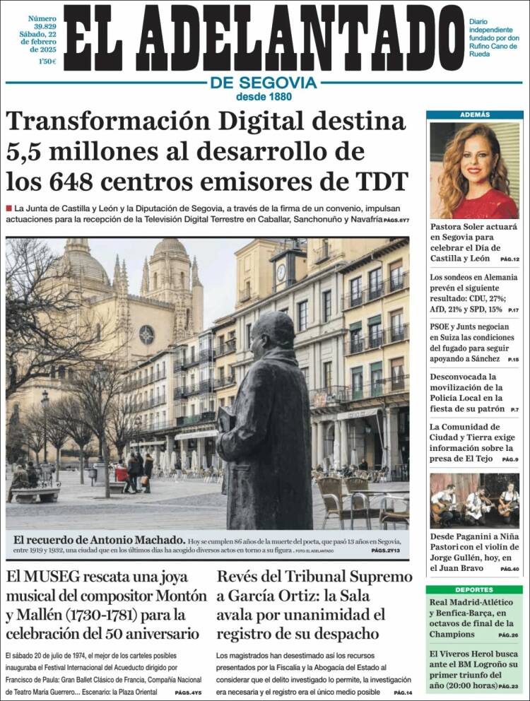 Portada de El Adelantado de Segovia (España)