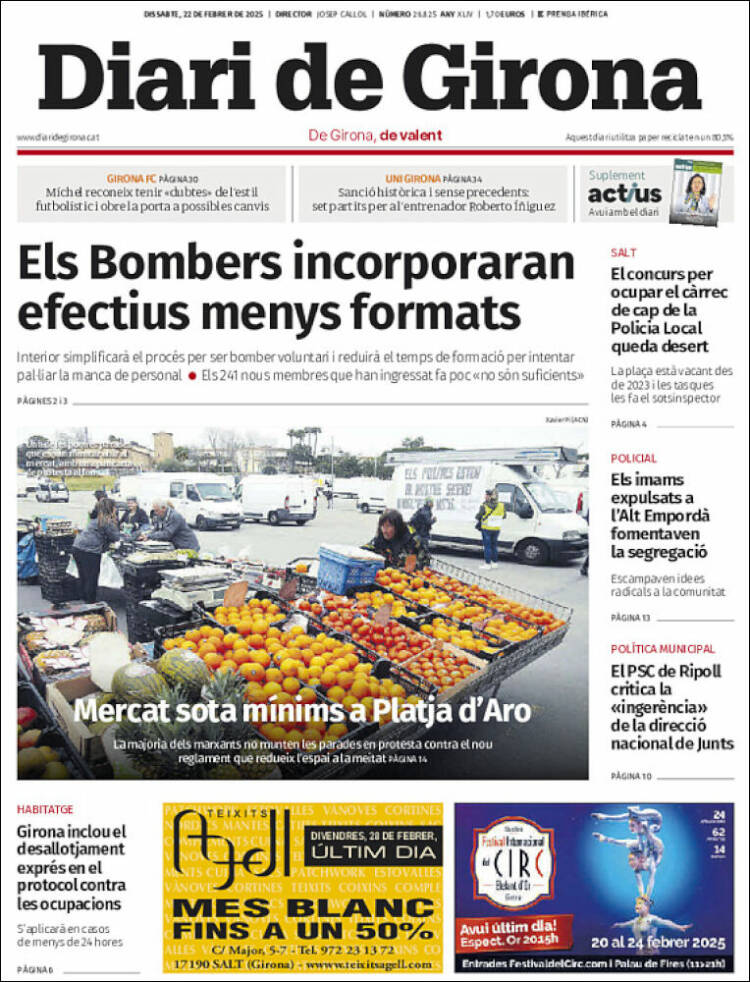 Portada de Diari de Girona (España)