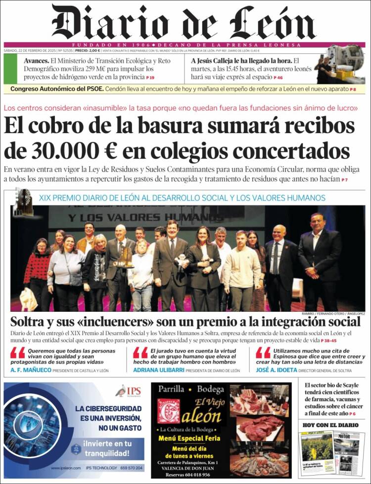 Portada de Diario de León (España)