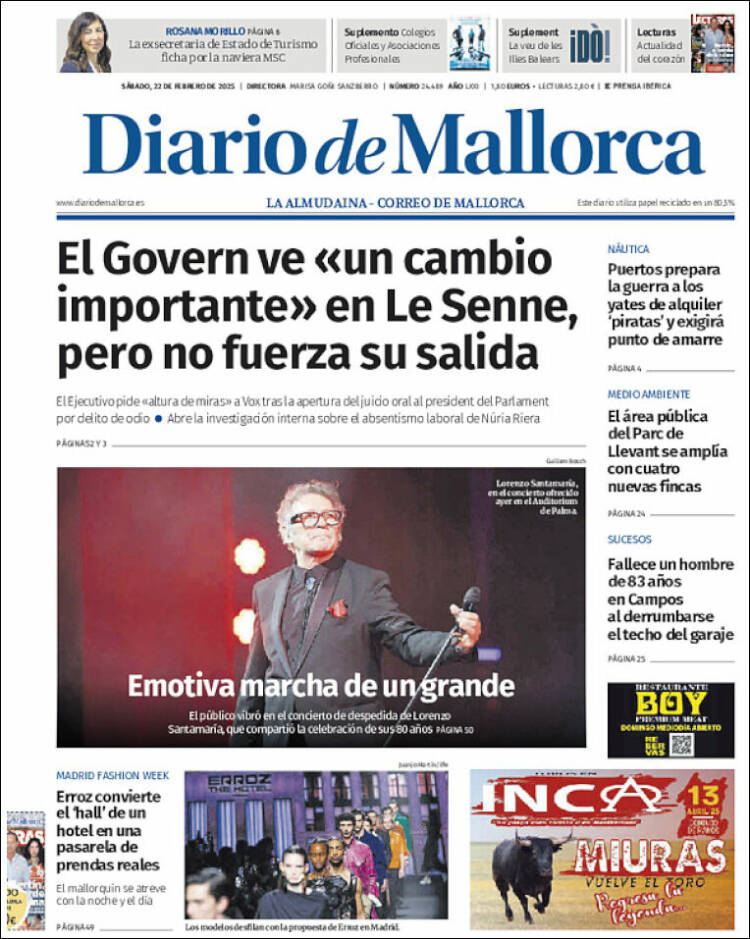 Portada de Diario de Mallorca (España)