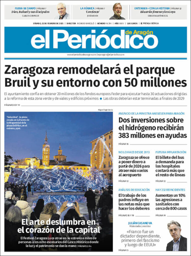 Portada de El Periódico de Aragón (España)