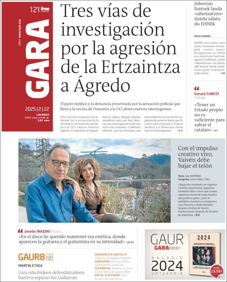 Portada de Gara (España)