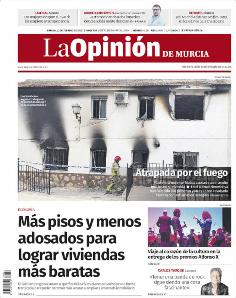 Portada de La Opinión de Murcia (España)