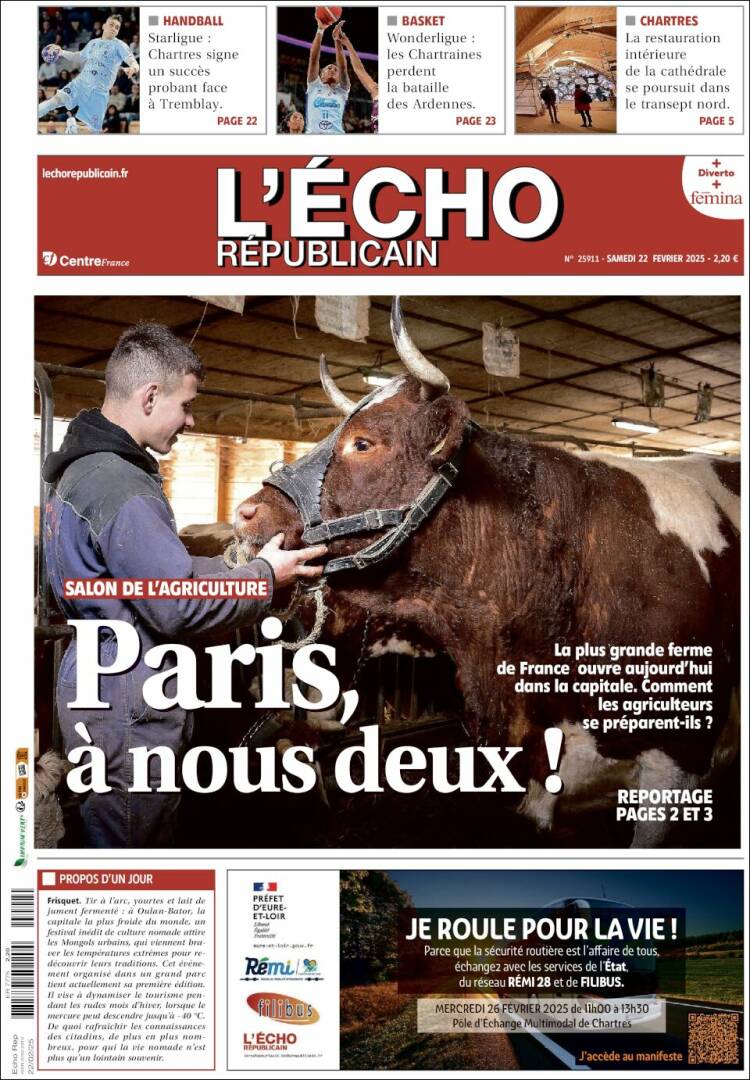 Portada de L'Echo Républicain (Francia)