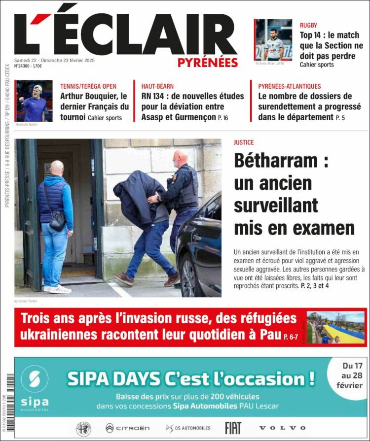 Portada de L'Eclair des Pyrénées (Francia)