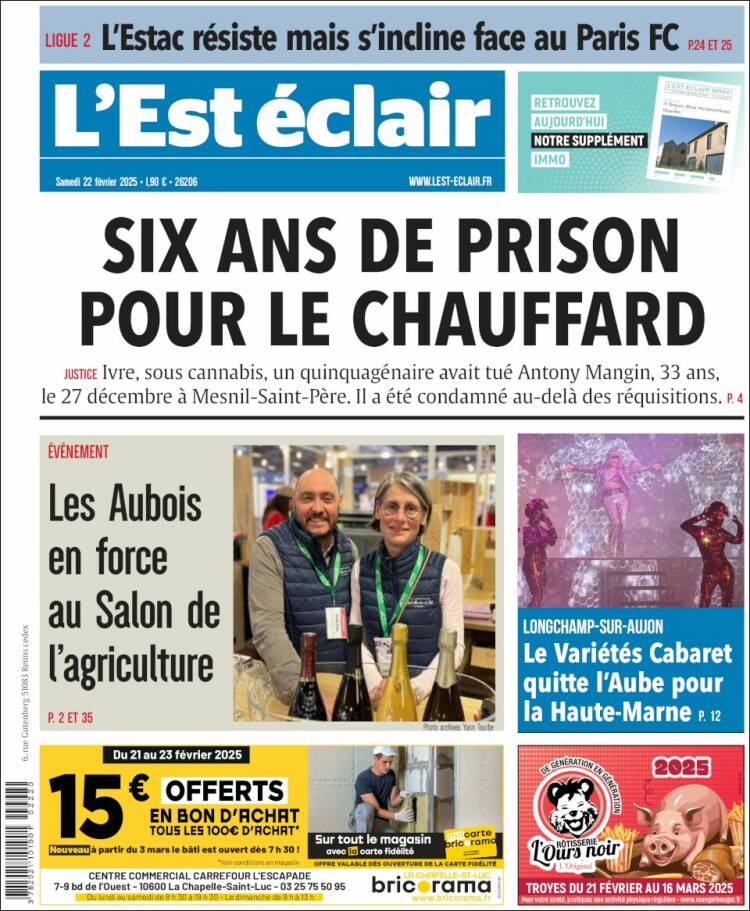 Portada de L'Est Eclair (Francia)