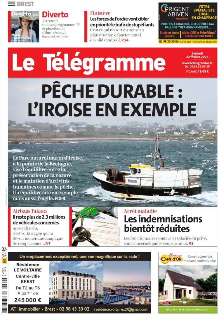 Portada de Télégramme (Francia)