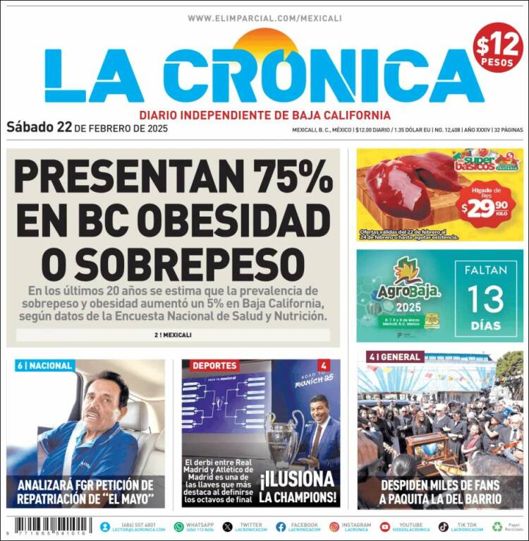 Portada de La Crónica de Baja California (México)