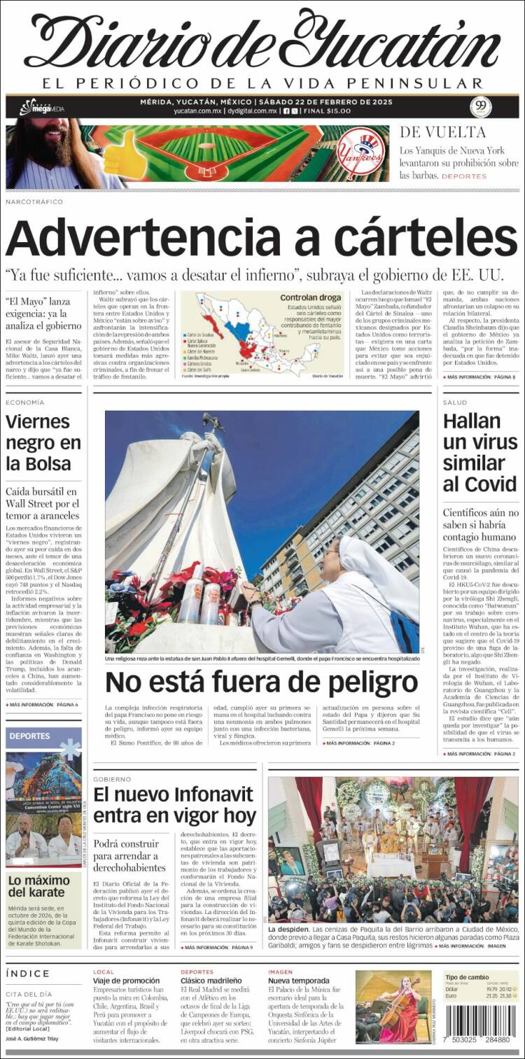 Portada de Diario de Yucatán (México)