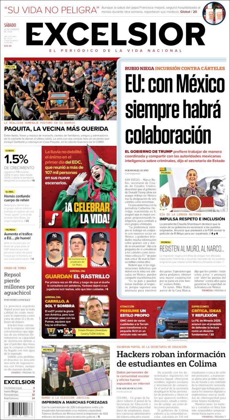 Portada de Excelsior (México)