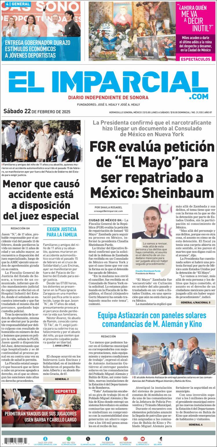 Portada de El Imparcial (México)