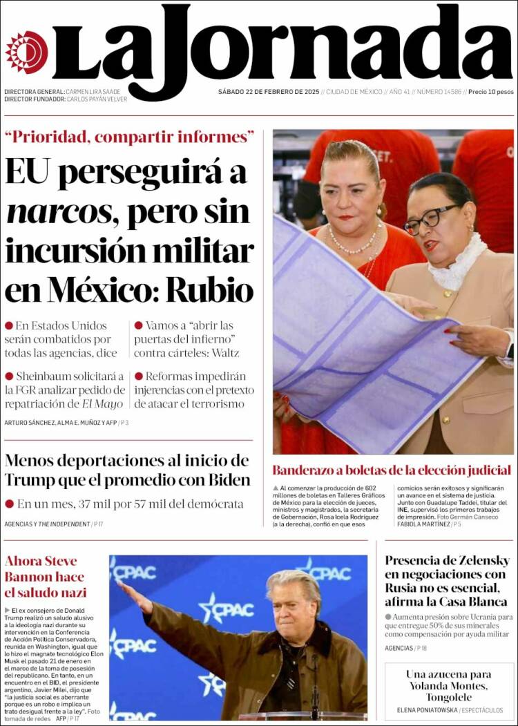 Portada de La Jornada (México)