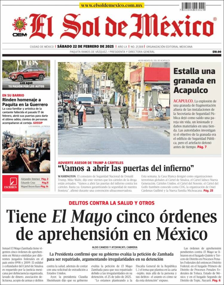 Portada de El Sol de México (México)