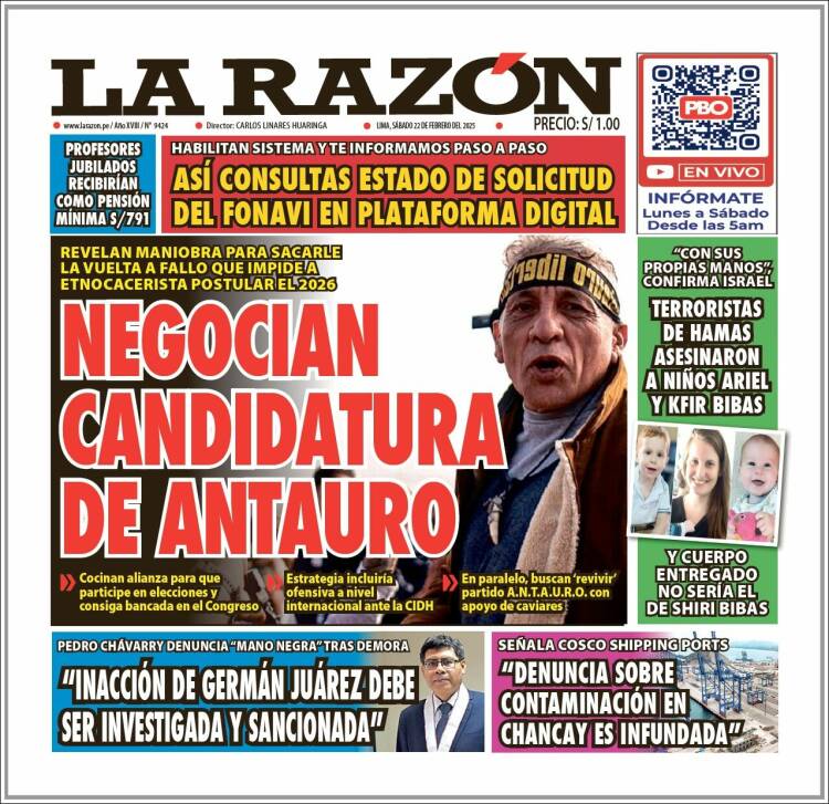 Portada de La Razón (Per&uacute;)