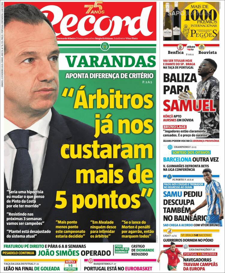 Portada de Jornal de Negócios (Portugal)