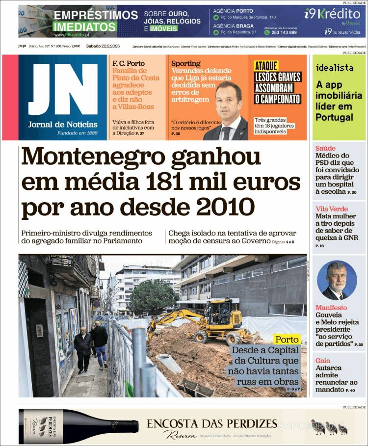 Portada de Jornal de Notícias (Portugal)