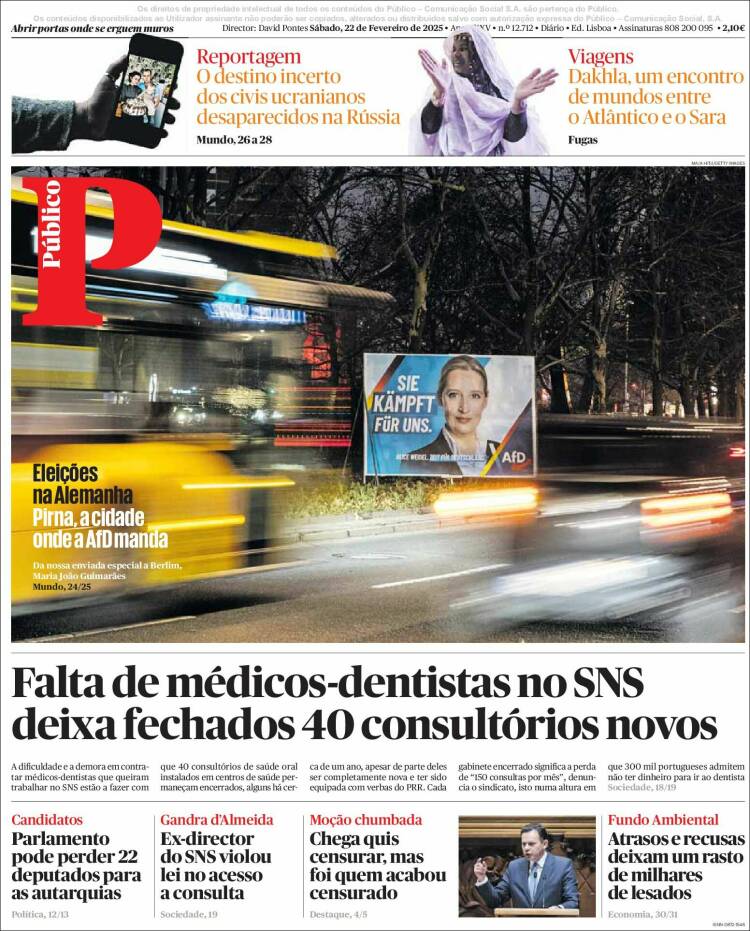 Portada de Público (Portugal)