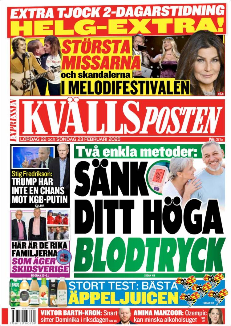 Portada de Kvällsposten (Suecia)