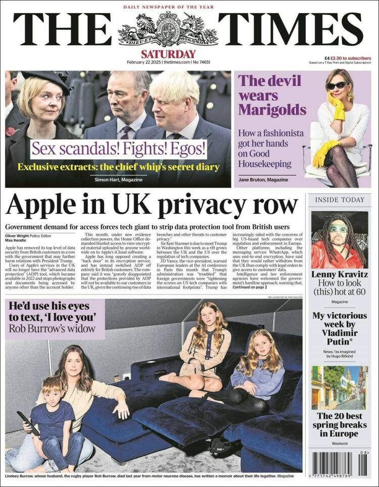 Portada de The Times (Reino Unido)