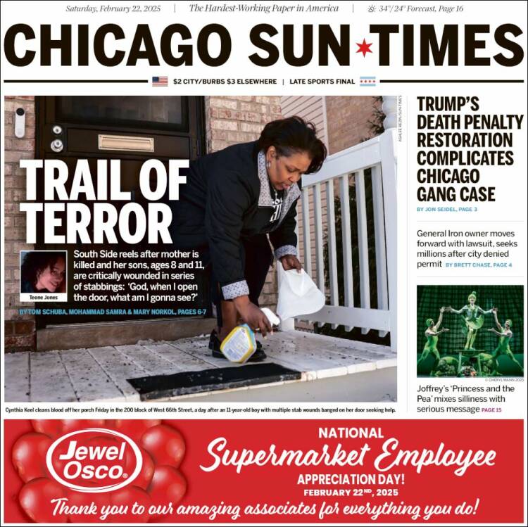 Portada de Chicago Sun-Times (USA)