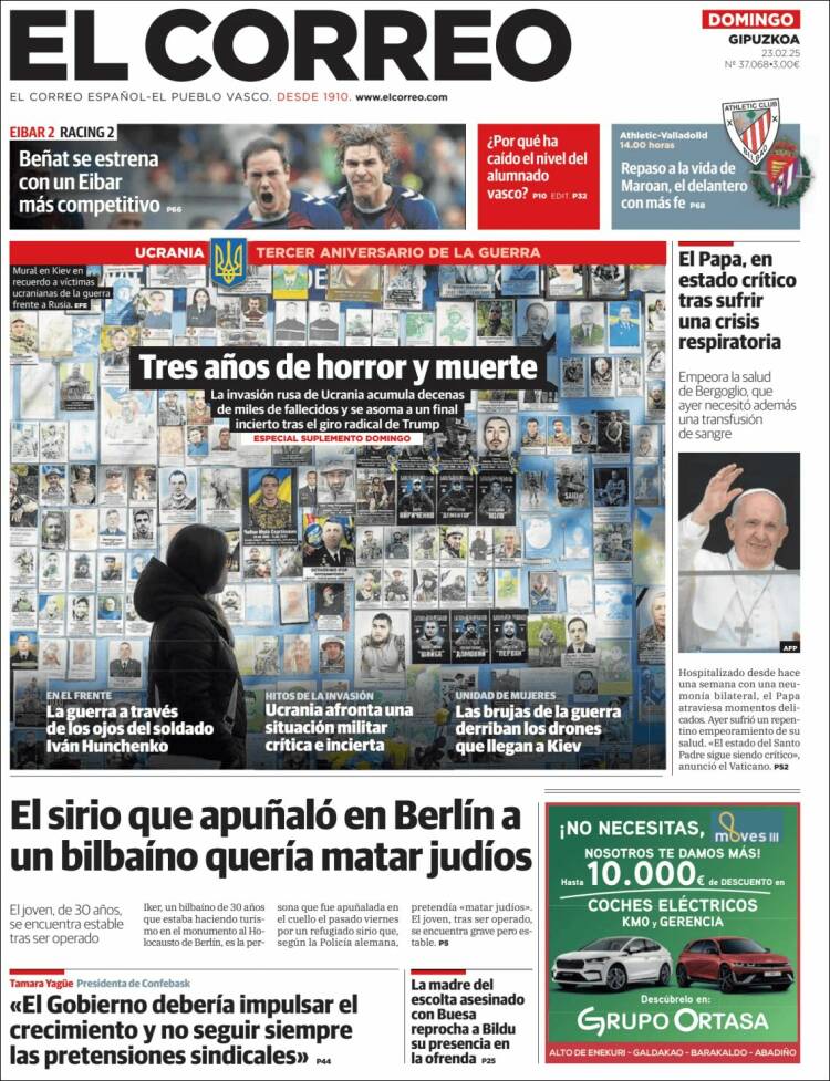 Portada de El Correo - Guipuzcoa (España)