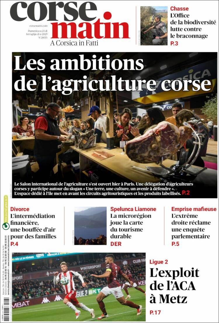Portada de Corse-Matin (Francia)
