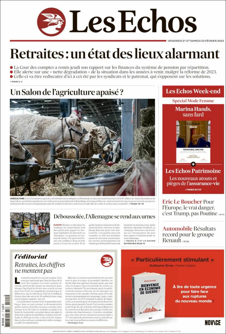 Portada de Les Echos (Francia)
