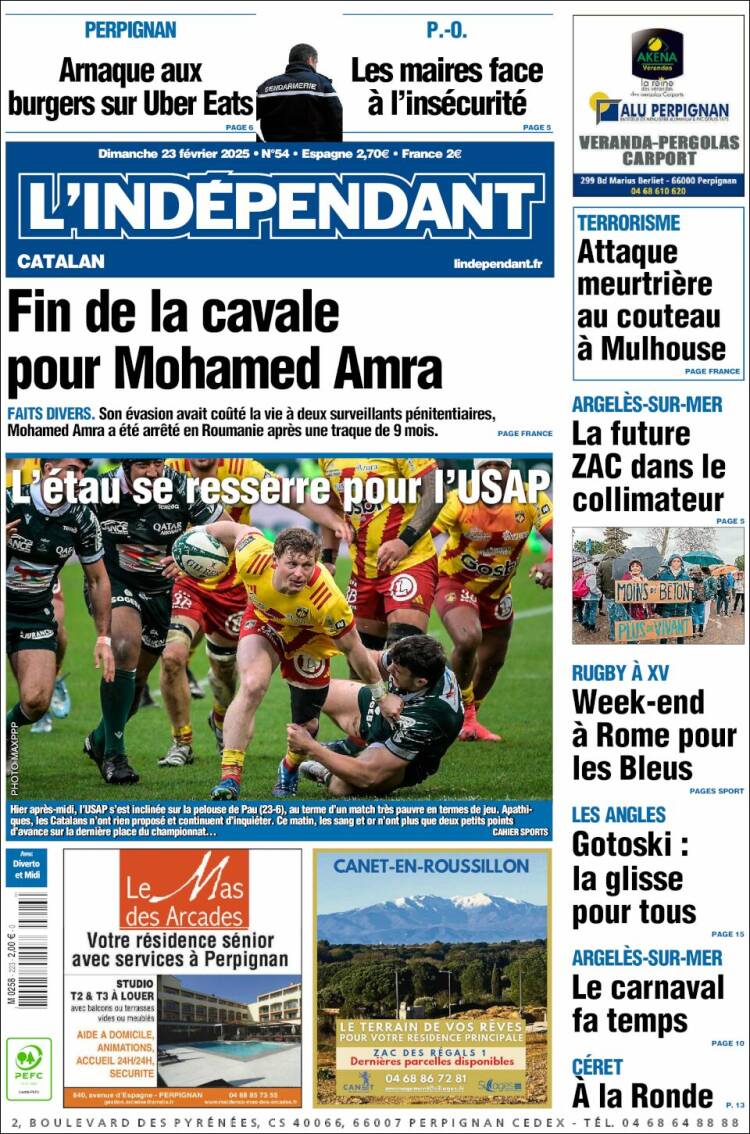 Portada de Le Indépendant (Francia)