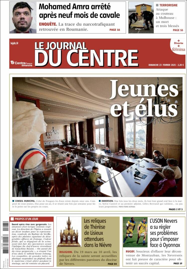 Portada de Le Journal du Centre (Francia)