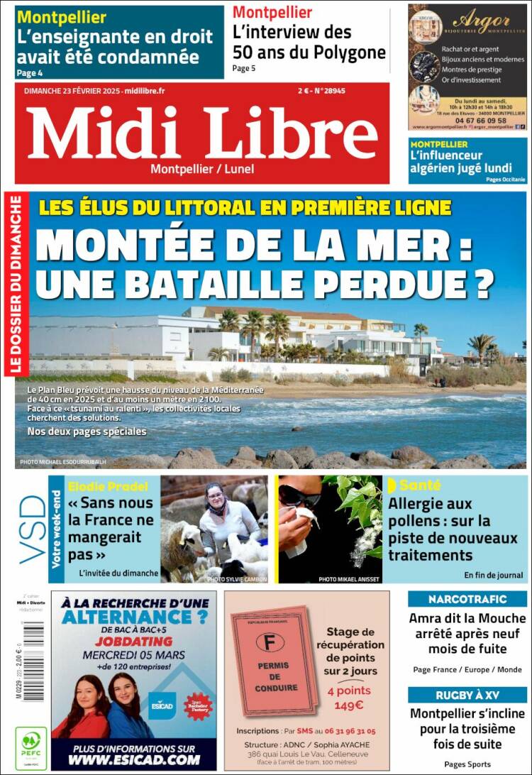 Portada de Midi Libre (Francia)
