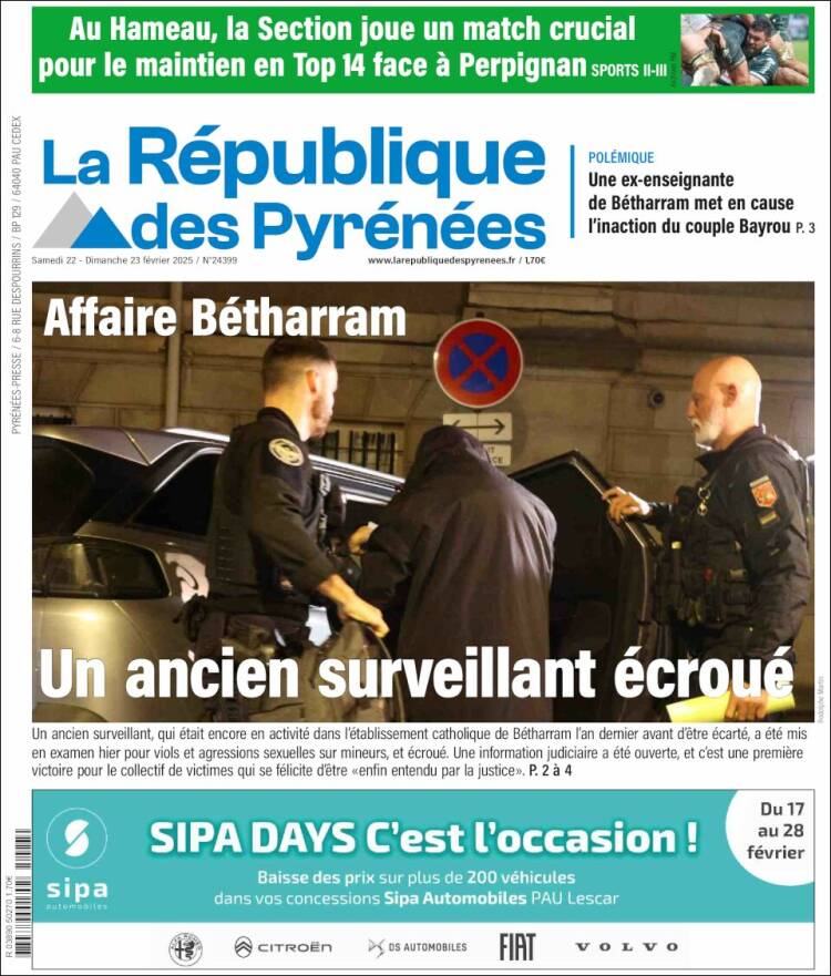 Portada de La République des Pyrénées (Francia)