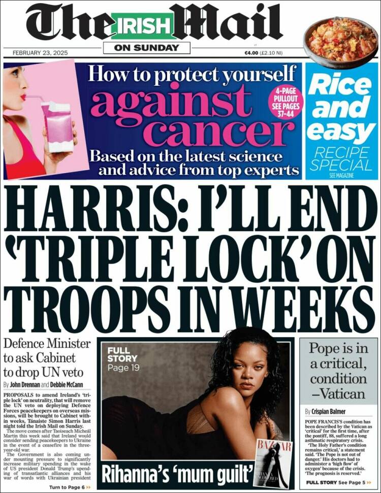 Portada de Irish Daily Mail (Irlanda)