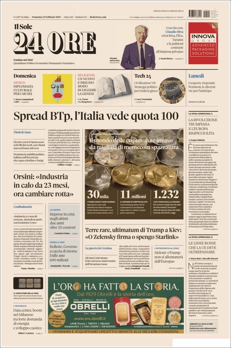 Portada de Il Sole 24 ORE (Italia)