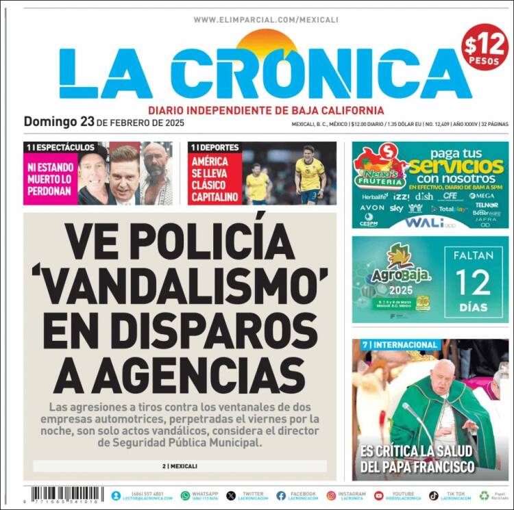 Portada de La Crónica de Baja California (México)