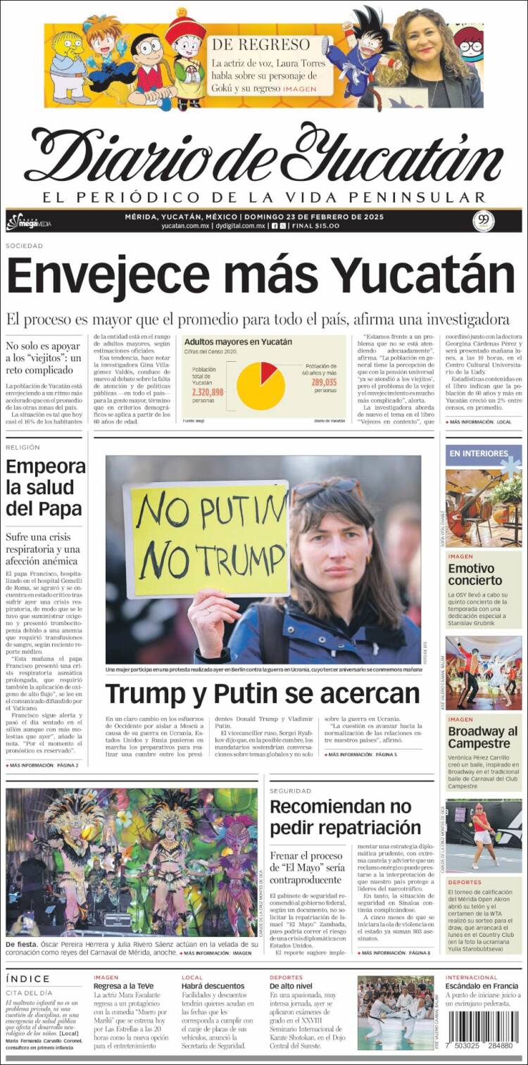 Portada de Diario de Yucatán (México)