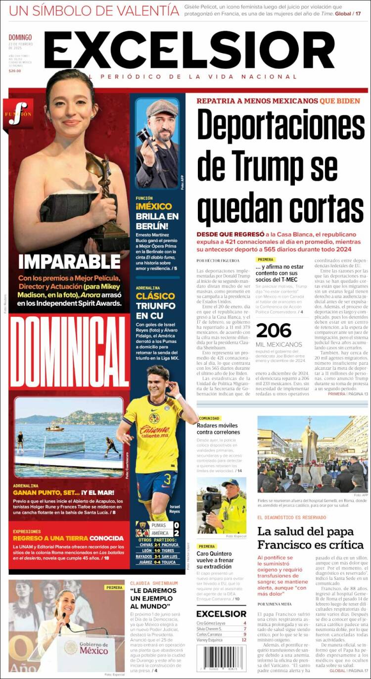 Portada de Excelsior (México)