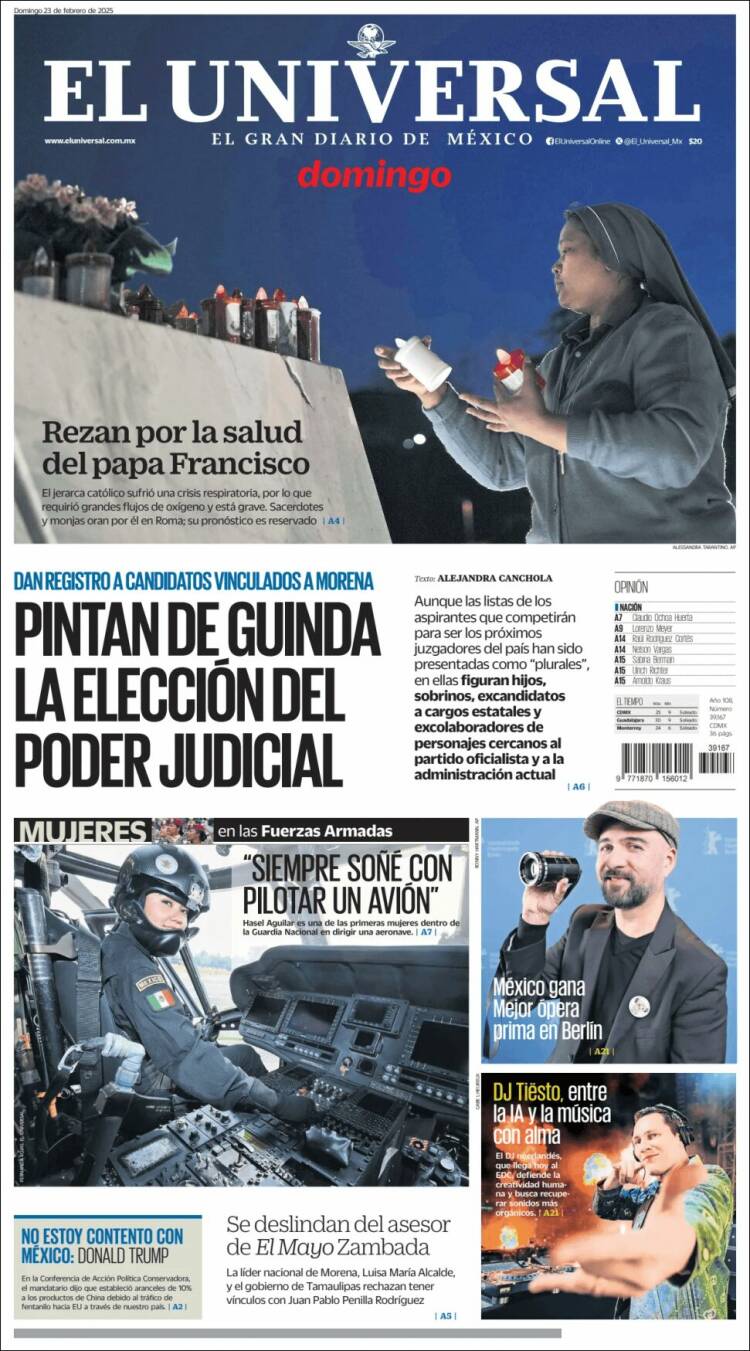 Portada de El Universal (México)