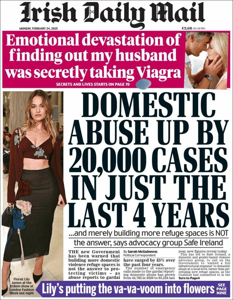 Portada de Irish Daily Mail (Irlanda)