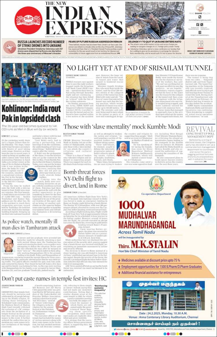 Portada de New Indian Express (India)