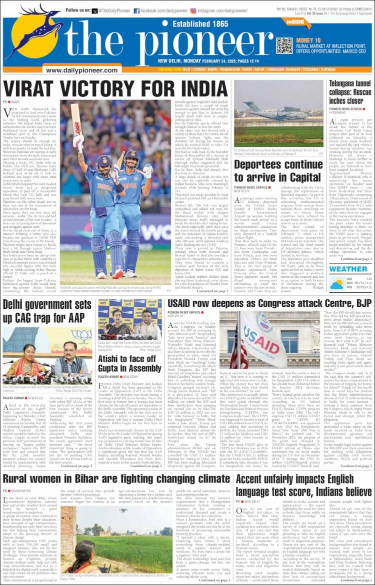 Portada de The Pioneer (India)