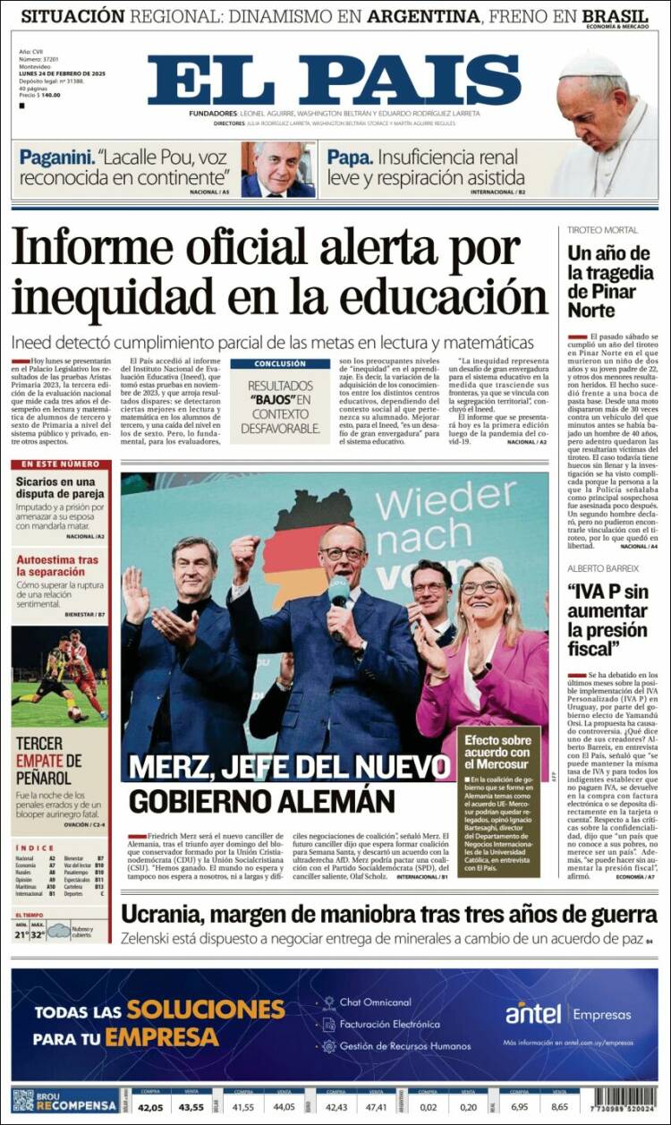 Portada de El País (Uruguay)