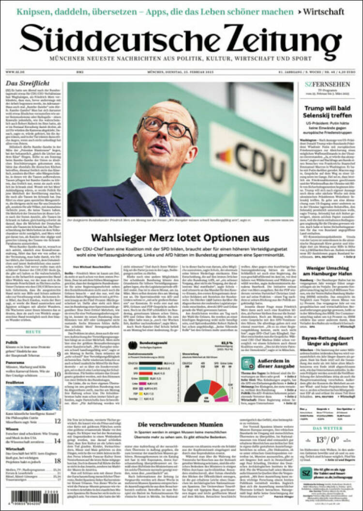 Portada de Sueddeutsche (Alemania)