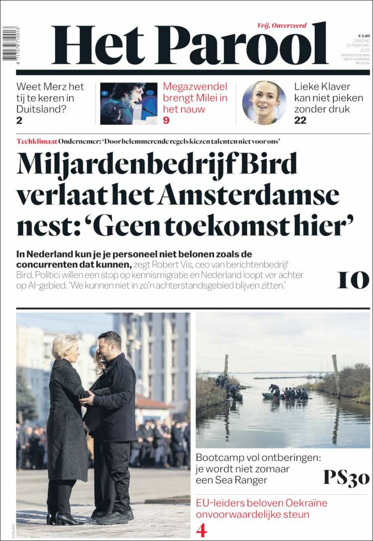 Portada de Het Parool (Pa&iacute;ses Bajos)