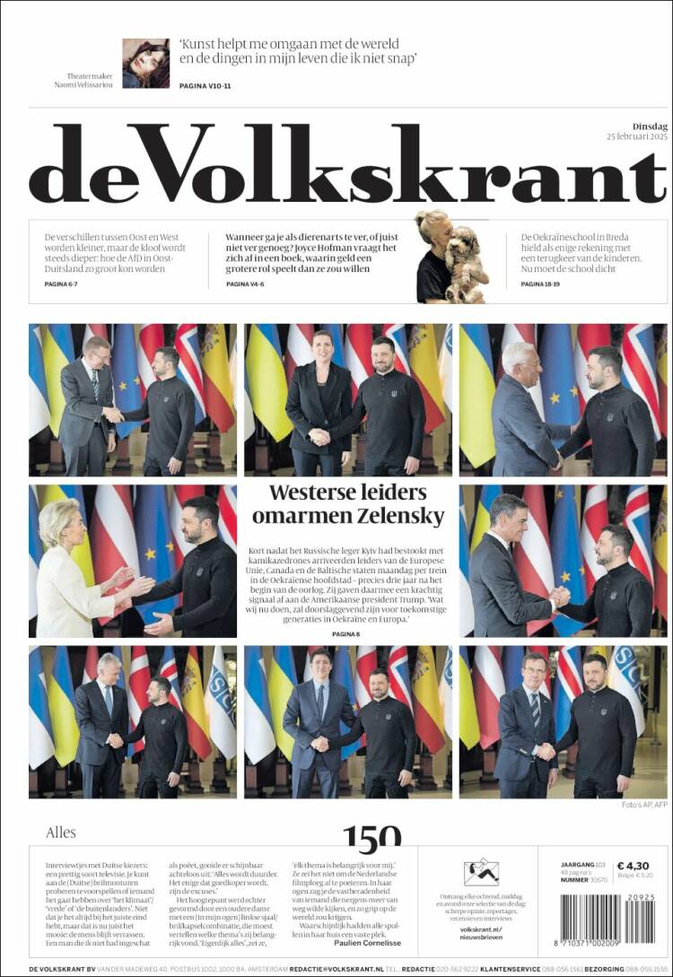 Portada de De Volkskrant (Pa&iacute;ses Bajos)