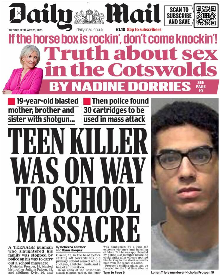 Portada de Daily Mail (Reino Unido)