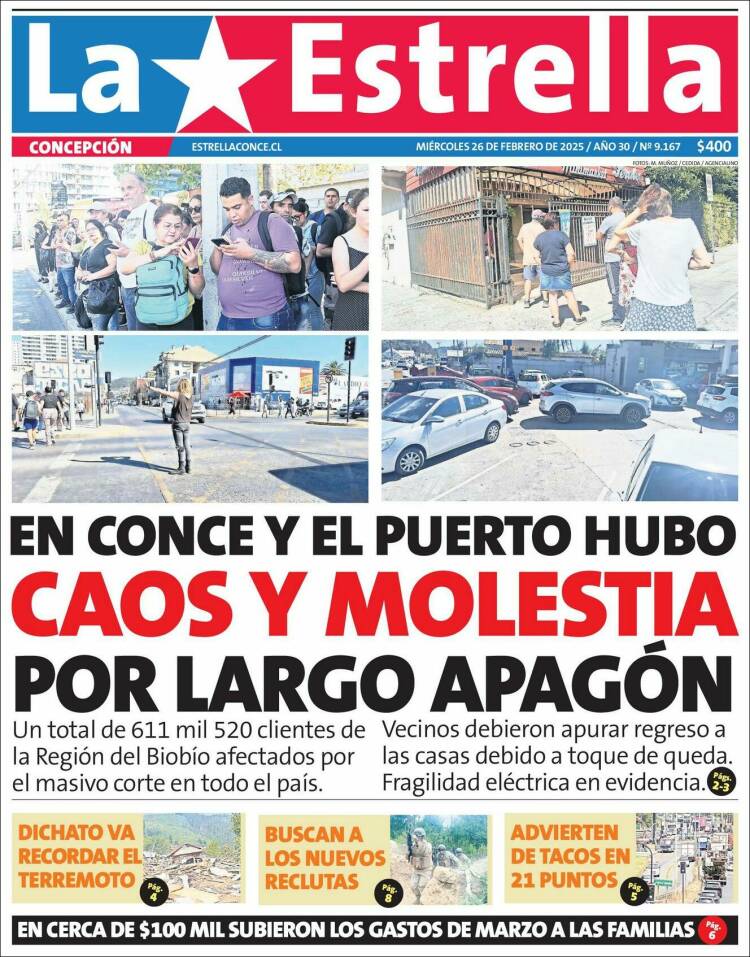 Portada de La Estrella de Concepción (Chile)