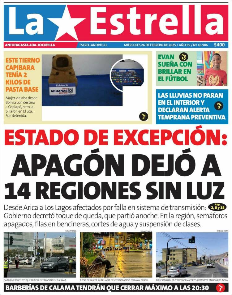 Portada de La Estrella de Tocopilla (Chile)
