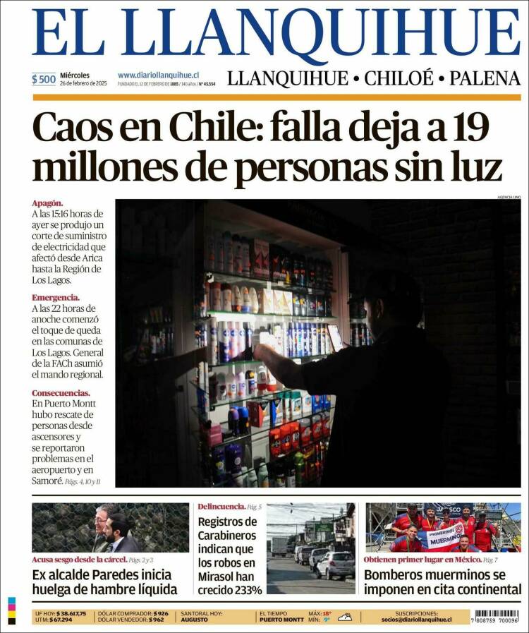 Portada de El Llanquihue (Chile)