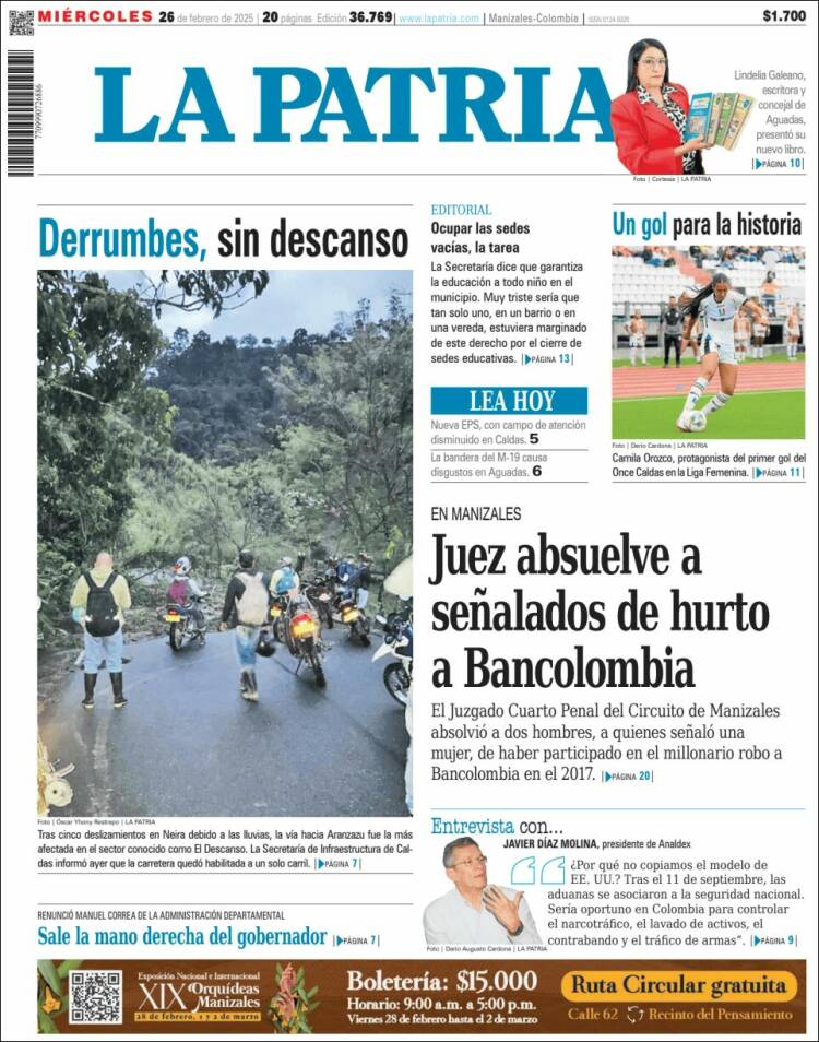 Portada de La Patria (Colombia)