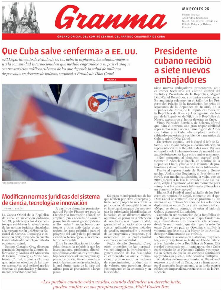Portada de Granma (Cuba)